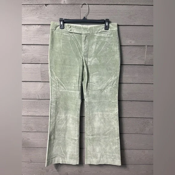 Gap Sage Green Velour Modern Fit Flare Pants Sz 8 Ankle - Picture 1 of 9
